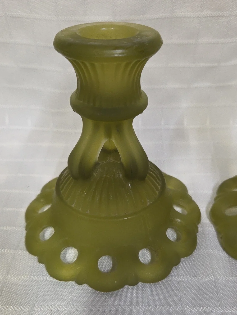 Westmoreland Satin Olive Green Candle Holders